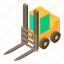 forklift, freight, industry, isometric, object, vehicle, yellow 