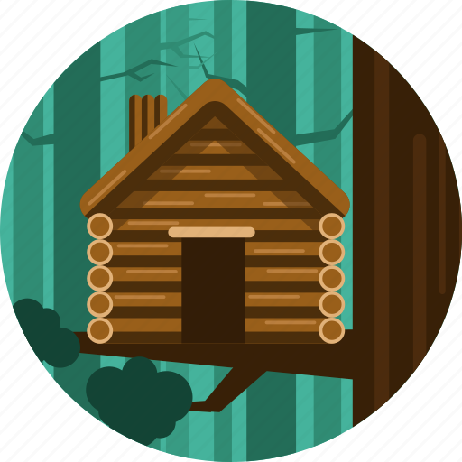 Cabin, house, trees, wood icon