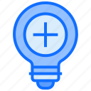 bulb, light, idea, plus, add