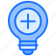 bulb, light, idea, plus, add 