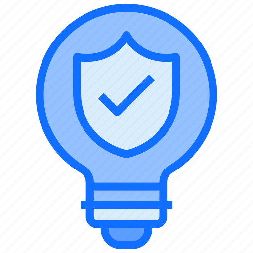 Bulb, light, idea, shield, protection, approved icon - Download on Iconfinder