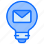 bulb, light, idea, envelope, letter, mail 