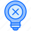 bulb, light, idea, cross, reject 