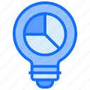 bulb, light, idea, graph, pie chart, analytics