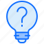 bulb, light, idea, question mark, help 