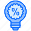 bulb, light, idea, discount, percentage, sale 