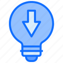 bulb, light, idea, download, down, arrow