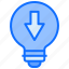 bulb, light, idea, download, down, arrow 