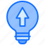 bulb, light, idea, upload, up, arrow 