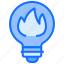 bulb, light, idea, fire, flame, hot 