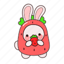 bunny, strawberry, costume, cute, animal