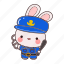 bunny, police, costume, animal, cute 