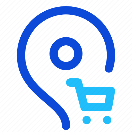Pin, shopping, cart, location icon - Download on Iconfinder