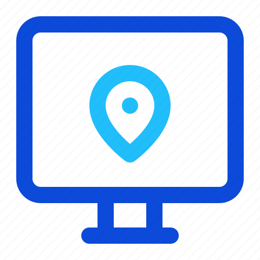 Computer, location, pin, screen, map icon - Download on Iconfinder