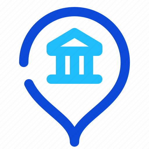 Pin, marker, location, bank, building, legal icon - Download on Iconfinder