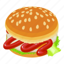 isometric, object, sign, tastyburger