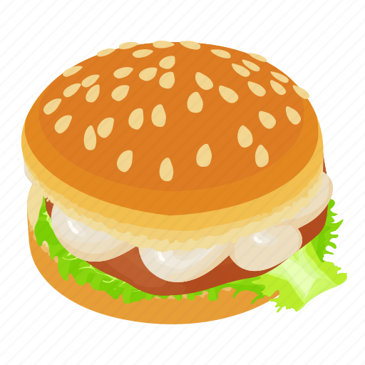 Hamburger, isometric, object, sign icon - Download on Iconfinder