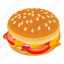 burger, isometric, object, sign 