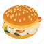 burgerbacon, isometric, object, sign 