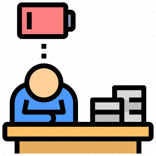 Burnout, battery, low, employee, office, overwork, tired icon - Download on Iconfinder