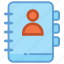 account book, address book, biography, contacts, phone directory 