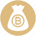 bag, bitcoin, cryptocurrency, currency, money, money bag, savings