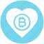 bitcoin, cryptocurrency, favorite, heart, like, love, rate 