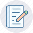 document, file, page, pen, pencil, sheet, text