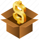 box, business, carton, cash, dollar, money, saving