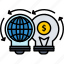 bulb, coin, globe, idea, money, payment, worldwide 