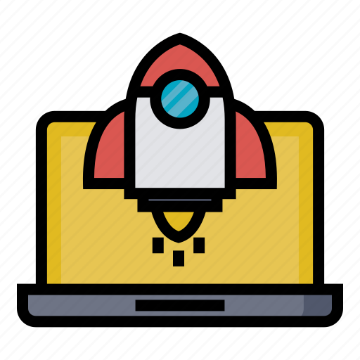 Business, laptop, launch, rocket, screen, startup icon - Download on Iconfinder