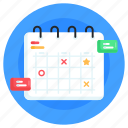 business calendar, business planner, yearbook, timetable, schedule