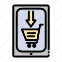 business, mobile, app, cart, arrow down, smartphone, e-commerce