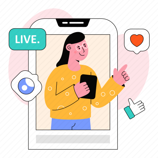 Social media, live, streaming illustration - Download on Iconfinder