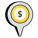 money, signs, pin, dollar, placeholder, map location, map point