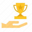 award, give, hand, prize, trophy, holding 