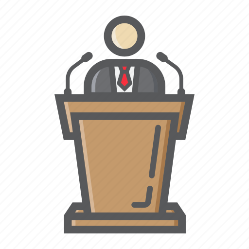 Business, candidate, conference, orator, podium, speaker, tribune icon - Download on Iconfinder
