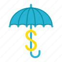 business, dollar, insurance, protection, safe, sign, umbrella 