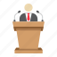 business, candidate, conference, orator, podium, speaker, tribune 