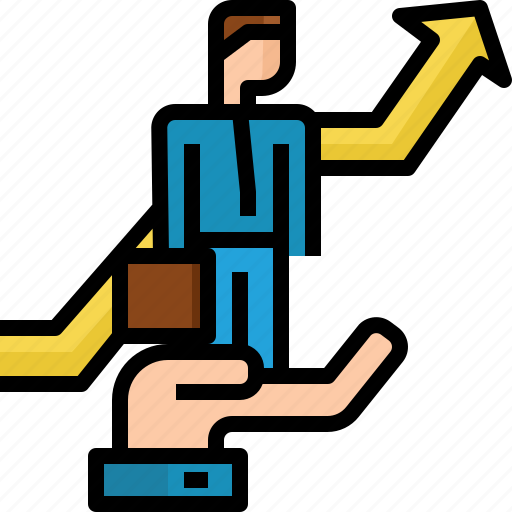 Arrow, businessman, growth, hand hold, success, support, team icon - Download on Iconfinder