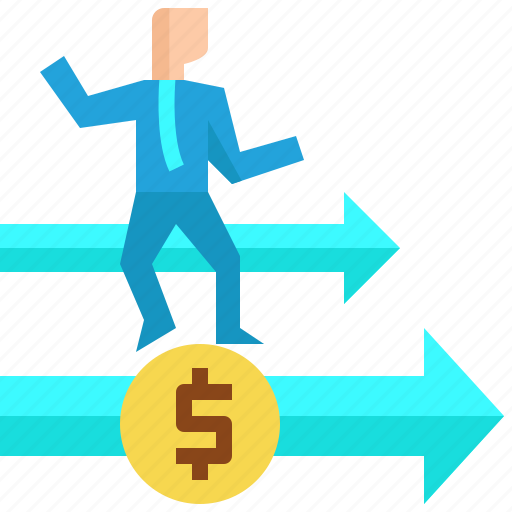 Arrows, businessman, coin, direction, financial, growth, move icon - Download on Iconfinder