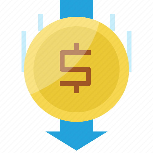 Arrow, coin, direction, dollar, down, finance, money icon - Download on Iconfinder