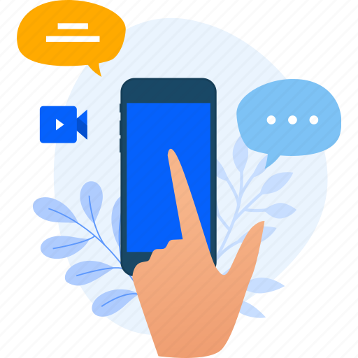 Mobile, smartphone, communication, video, message, chat, social media illustration - Download on Iconfinder