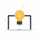 bulb, computer, creativity, energy, idea, laptop, light