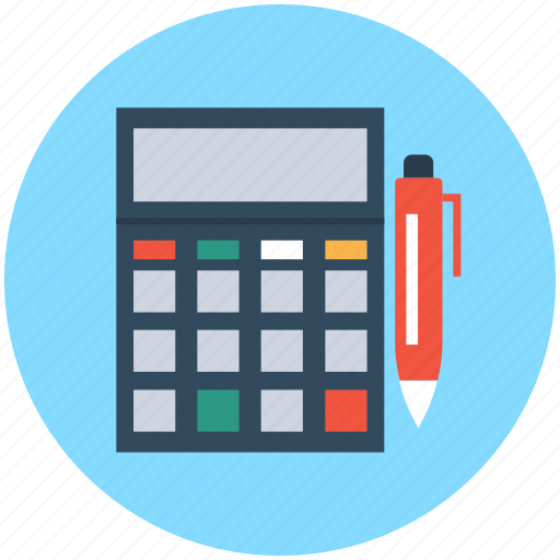Accounting, calculator, figuring, mathematics, pen icon - Download on Iconfinder