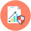 business report, graph report, secure document, shield, statistics 