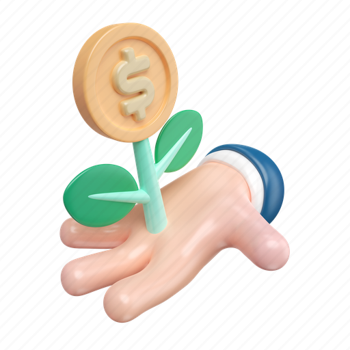 Business, finance, investment, money, growth, leaf, coin 3D illustration - Download on Iconfinder
