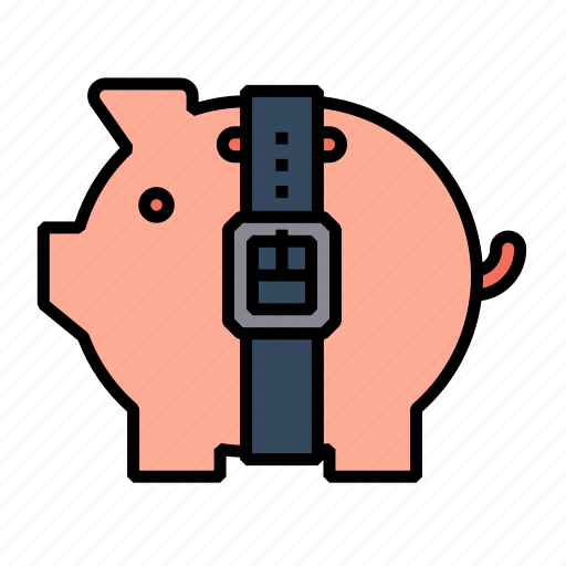 Austerity, bank, finance, piggy, savings, belt, saving icon - Download on Iconfinder