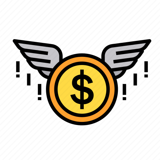Cash, coin, flying, money, wings, finance, dollar icon - Download on Iconfinder