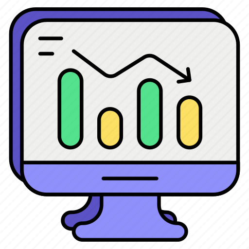 Decrease graph, monitor, loss, growth down, desktop, chart icon - Download on Iconfinder
